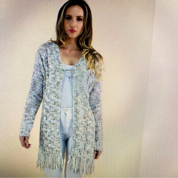 COPY - Original USA two tone Beige fringe cardigan size med new - Picture 1 of 3